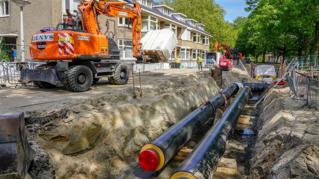 Aanleg van een warmtenet in een Amsterdamse straat